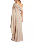 Ethereal Sheath One Shoulder Cape Sleeve Cut Out Back Floor Length Hot Sale Prom Dress