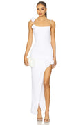 Ethereal Sheath Square Neck Sleeveless Floral Detail Floor Length Evening Dress