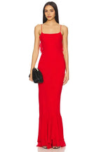 Ethereal Sheath Square Neck Spaghetti Strap Ruffled Back Floor Length Prom Dress