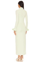 Ethereal Sheath Turtleneck Long Sleeve Ruffle Cuff Floor Length Prom Dress