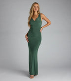 Ethereal Trumpet Cowl Neck Sleeveless Tie Back Floor Length Prom Dress
