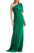 Exquisite Mermaid One Shoulder Bow Sleeve Open Back Floor Length Evening Dress