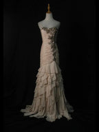 Exquisite Mermaid Strapless Sweetheart Lace-Up Back Tiered Ruffle Evening Gown