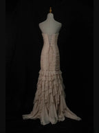 Exquisite Mermaid Strapless Sweetheart Lace-Up Back Tiered Ruffle Evening Gown