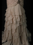 Exquisite Mermaid Strapless Sweetheart Lace-Up Back Tiered Ruffle Evening Gown