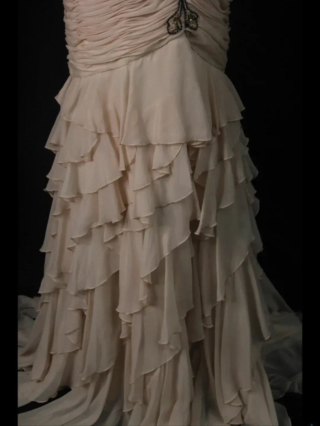 Exquisite Mermaid Strapless Sweetheart Lace-Up Back Tiered Ruffle Evening Gown