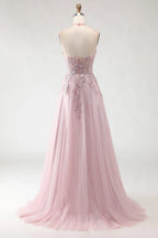 Exquisite A-Line Halter Neck Sleeveless Backless Floor-Length Prom Dress