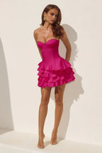 Exquisite A-Line Strapless Sleeveless Ruffled Short-Mini Homecoming Dress