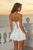 Exquisite A-Line Strapless Sleeveless Ruffled Short-Mini Homecoming Dress