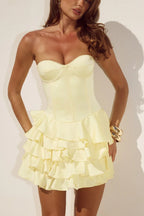 Exquisite A-Line Strapless Sleeveless Ruffled Short-Mini Homecoming Dress