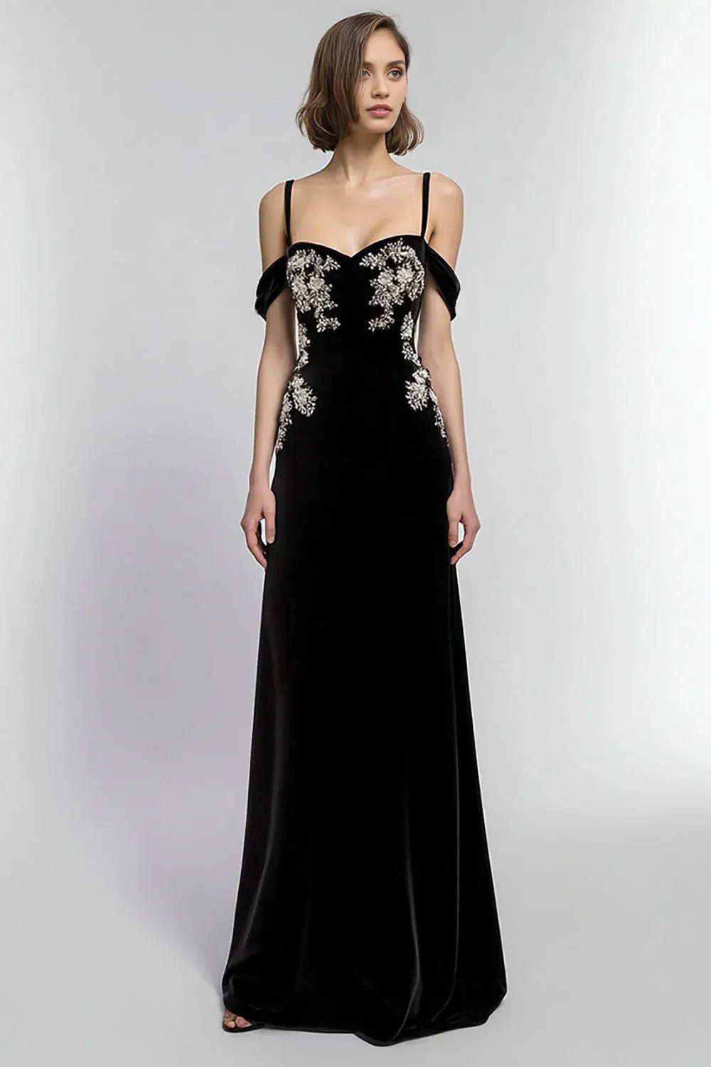 Exquisite A Line Cold Shoulder Sleeveless Floor-Length Prom Dress