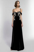 Exquisite A Line Cold Shoulder Sleeveless Floor-Length Prom Dress