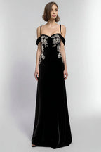 Exquisite A Line Cold Shoulder Sleeveless Floor-Length Prom Dress