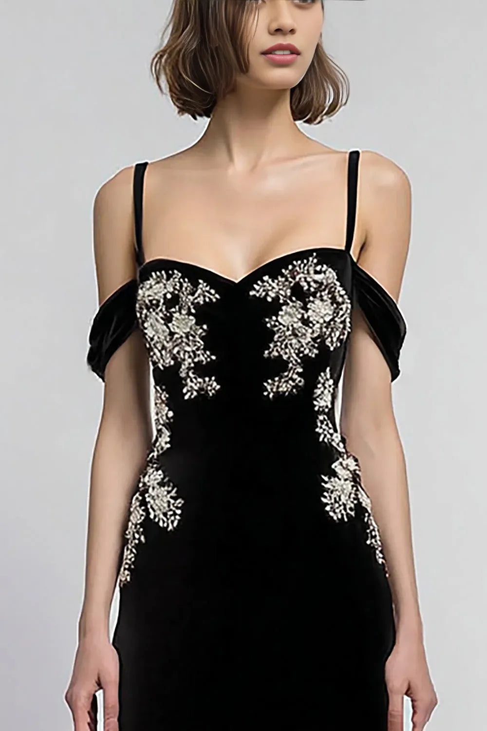 Exquisite A Line Cold Shoulder Sleeveless Floor-Length Prom Dress