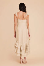 Exquisite Fitted Ruffle Neck Sleeveless Chiffon Maxi Bridesmaid Dress