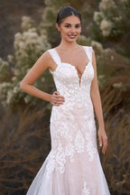 Exquisite Mermaid Off the Shoulder Sleeveless Appliques Sweep Train Wedding Dress