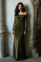 Exquisite Mermaid/Trumpet Off the Shoulder Long Sleeve Floor-Length Prom Dress