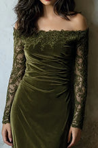 Exquisite Mermaid/Trumpet Off the Shoulder Long Sleeve Floor-Length Prom Dress