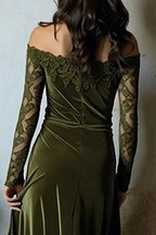 Exquisite Mermaid/Trumpet Off the Shoulder Long Sleeve Floor-Length Prom Dress