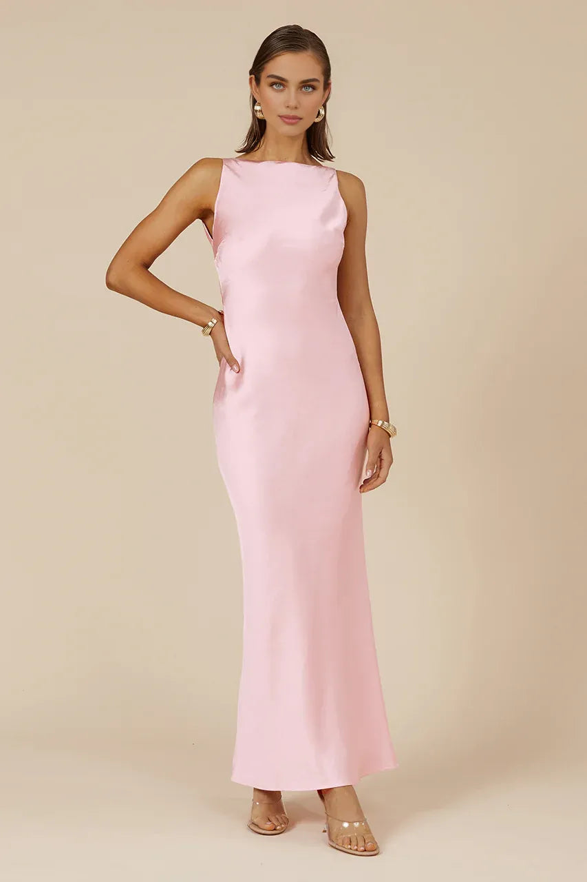 Exquisite Sheath/Column Boat Neck Sleeveless Floor Length Prom Dress