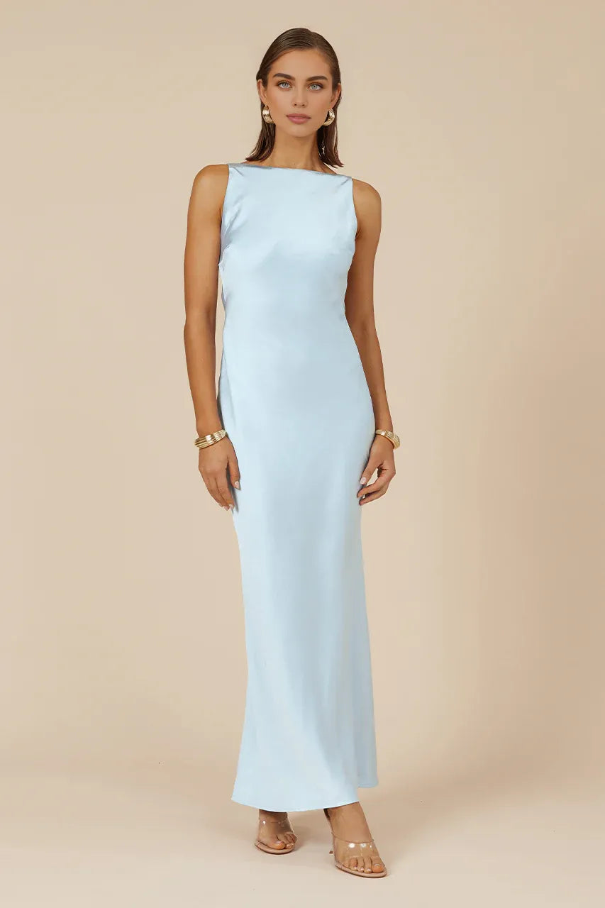 Exquisite Sheath/Column Boat Neck Sleeveless Floor Length Prom Dress
