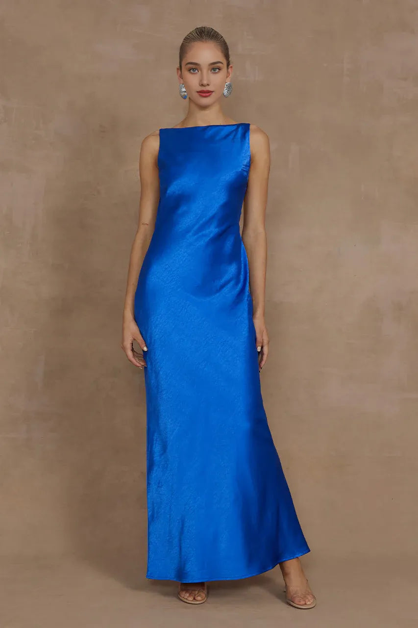 Exquisite Sheath/Column Boat Neck Sleeveless Floor Length Prom Dress