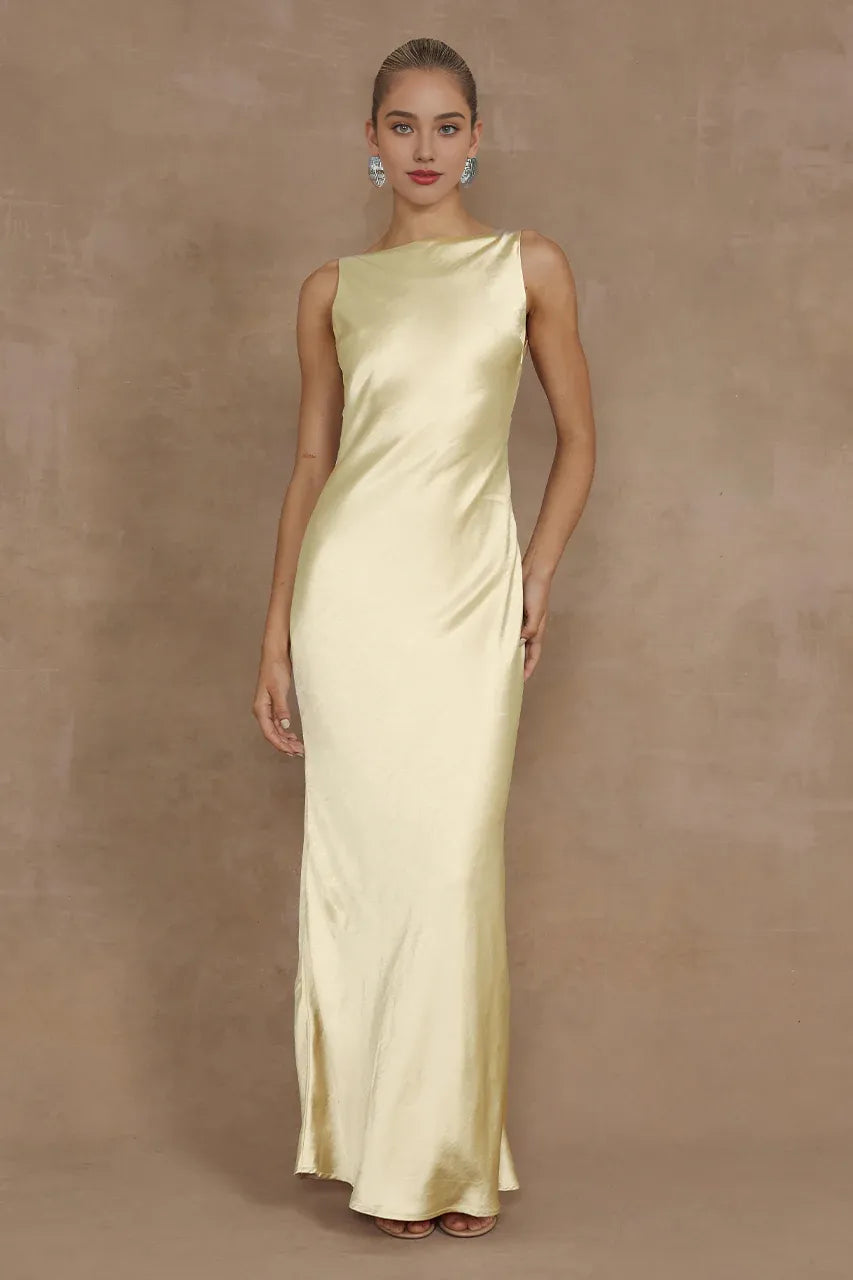 Exquisite Sheath/Column Boat Neck Sleeveless Floor Length Prom Dress