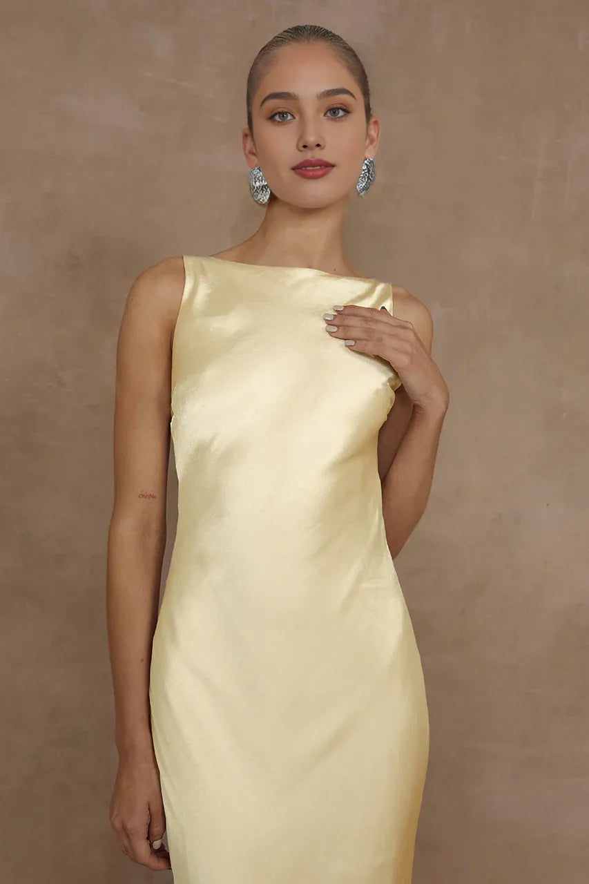 Exquisite Sheath/Column Boat Neck Sleeveless Floor Length Prom Dress