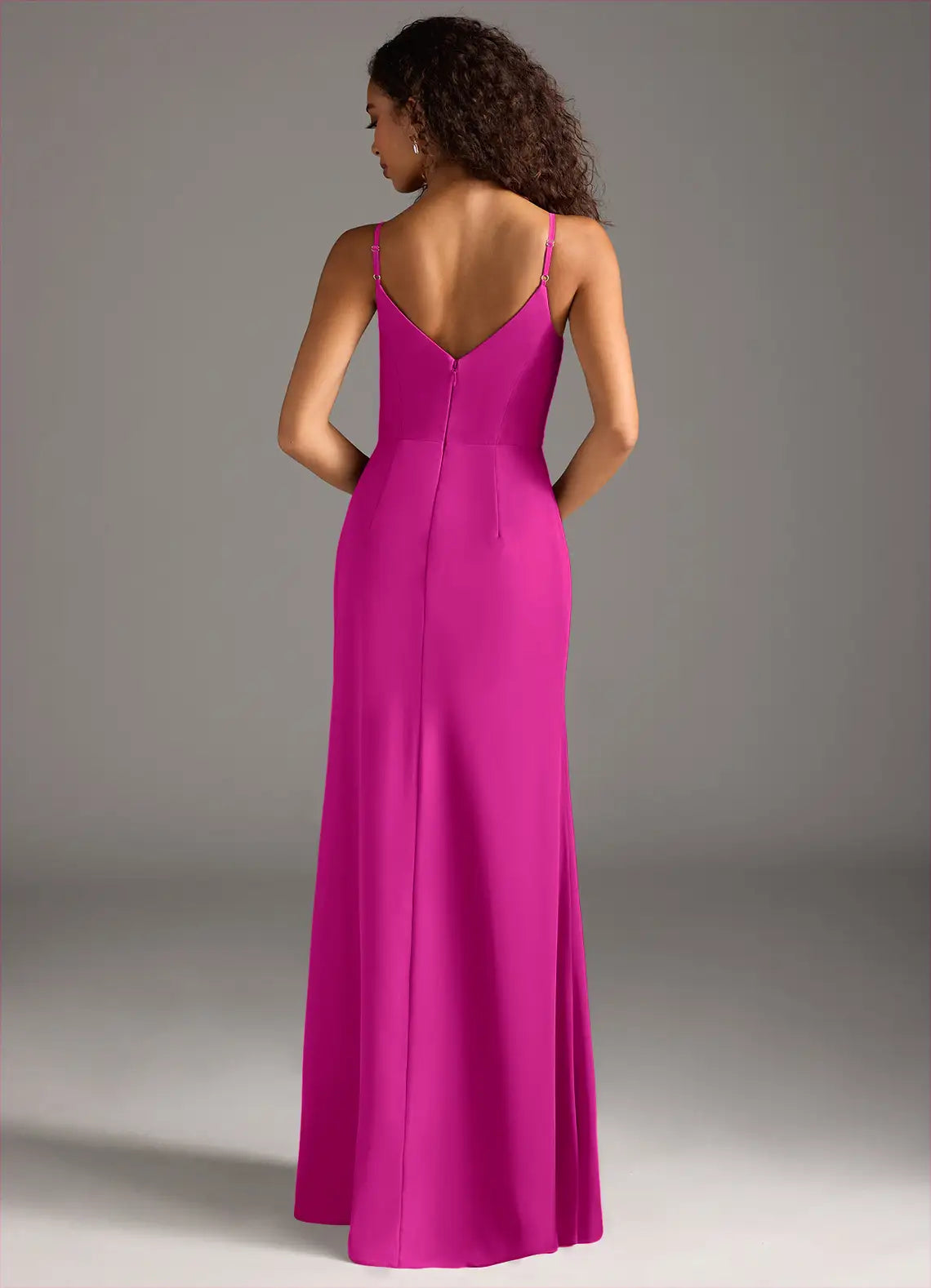 Exquisite Chiffon Form-Fitting Cowl Neck Spaghetti Strap V-Back Floor-Length Bridesmaid Dress with Ruched Waist for Wedding Events