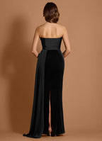 Fabric Mixed Mermaid Strapless Sleeveless Open Back Floor Length For Sale Prom Dress
