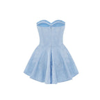 Fairy A-Line Strapless Corset Ruffle Light-Blue Mini Homecoming Dress Hot Sale