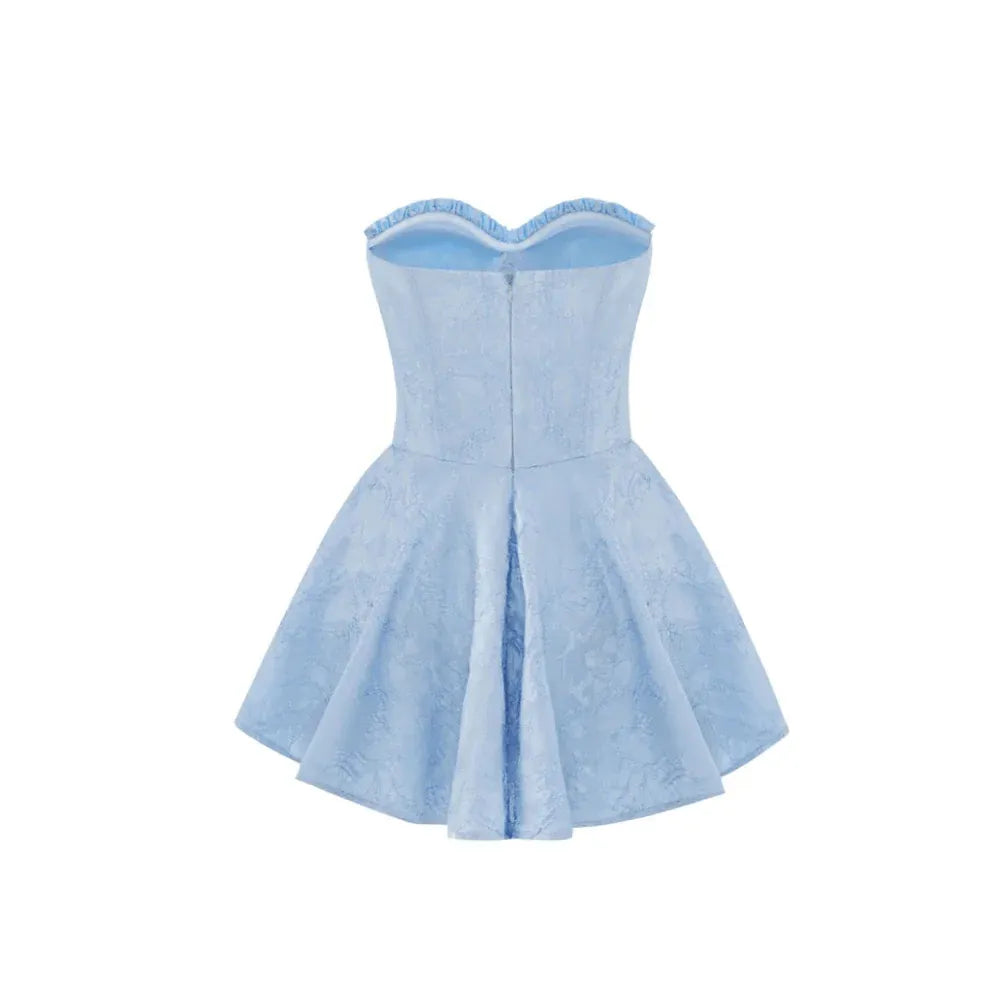 Fairy A-Line Strapless Corset Ruffle Light-Blue Mini Homecoming Dress Hot Sale
