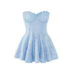 Fairy A-Line Strapless Corset Ruffle Light-Blue Mini Homecoming Dress Hot Sale
