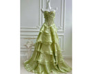 Green Beaded A Line Strapless Corset Prom Dress With Floor Length For Dramatic Timeless Style Lovers Butterfly Motif