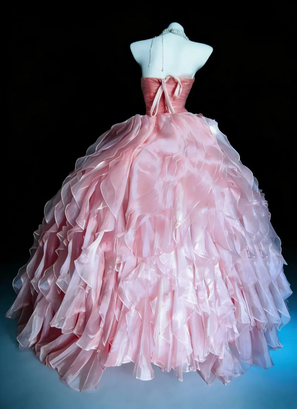 Fairytale A-Line Strapless Ruched Bodice Ruffle Tiered Ball Gown