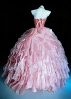 Fairytale A-Line Strapless Ruched Bodice Ruffle Tiered Ball Gown