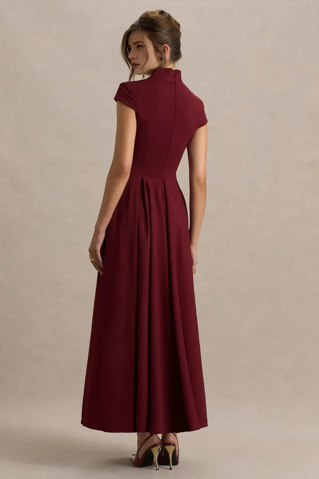 Fascinating A Line Cut Out Neck Cap Sleeve Zip Back Floor Length Evening Dress