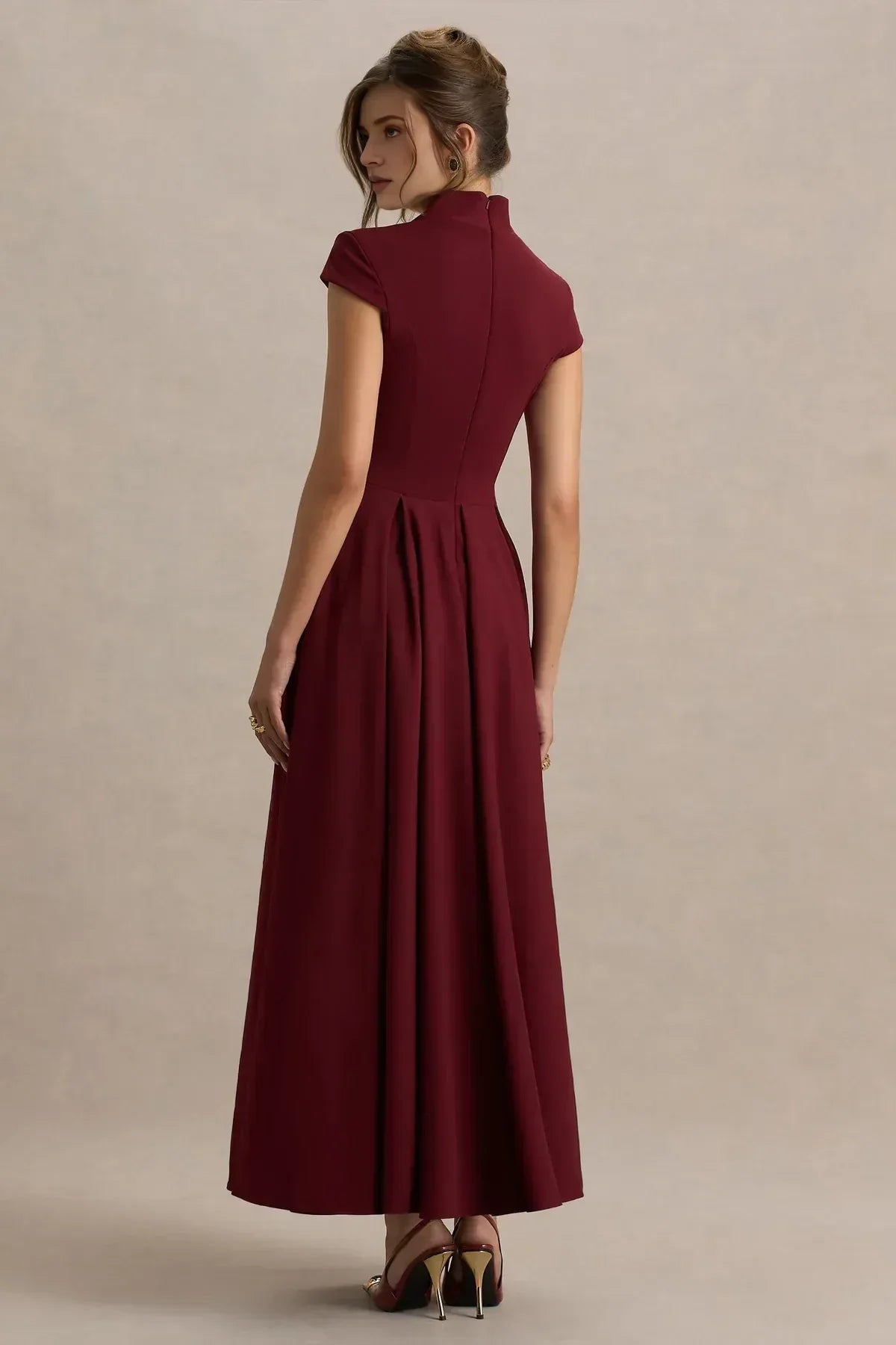 Fascinating A Line Cut Out Neck Cap Sleeve Zip Back Floor Length Evening Dress