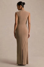 Fascinating Mermaid High Neck Sleeveless Knot Detail Floor Length Evening Dress