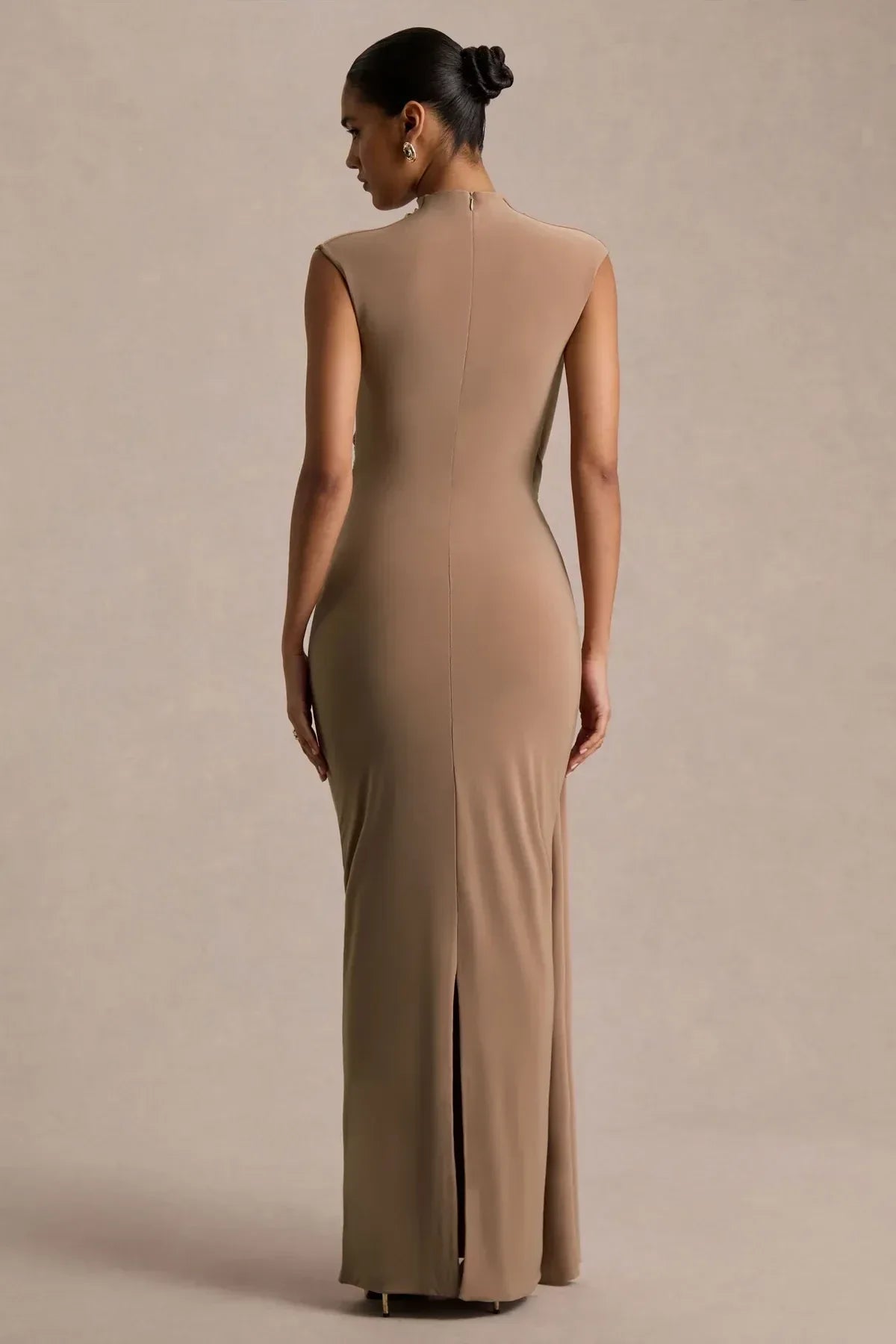 Fascinating Mermaid High Neck Sleeveless Knot Detail Floor Length Evening Dress