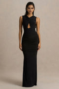 Fascinating Mermaid Twist Neck Sleeveless Open Back Floor Length Evening Dress