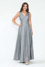 Elegant A-Line V-Neck Sleeveless Open Back Floor Length Prom Dress