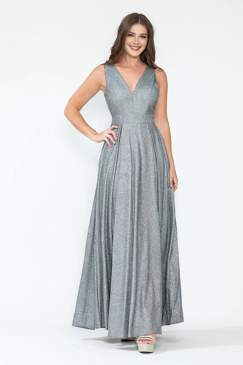 Elegant A-Line V-Neck Sleeveless Open Back Floor Length Prom Dress