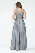 Elegant A-Line V-Neck Sleeveless Open Back Floor Length Prom Dress