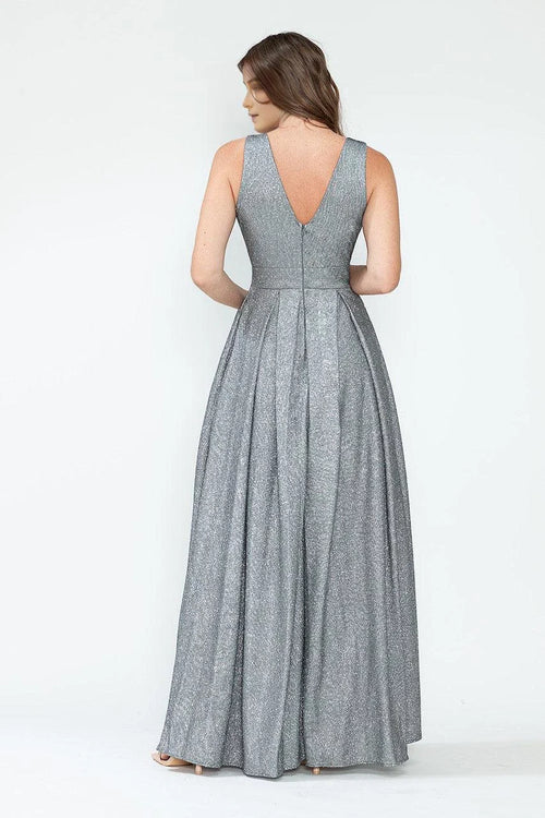 Elegant A-Line V-Neck Sleeveless Open Back Floor Length Prom Dress