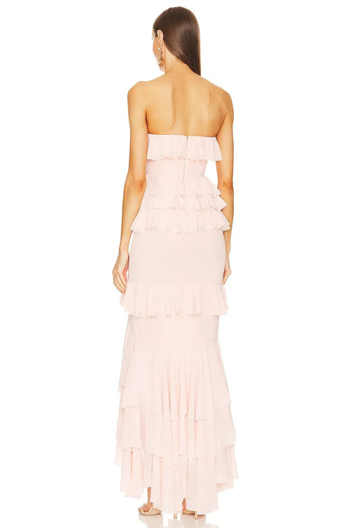 Robe de Soirée Sirène Élégante bustier sans manches dos nu longue