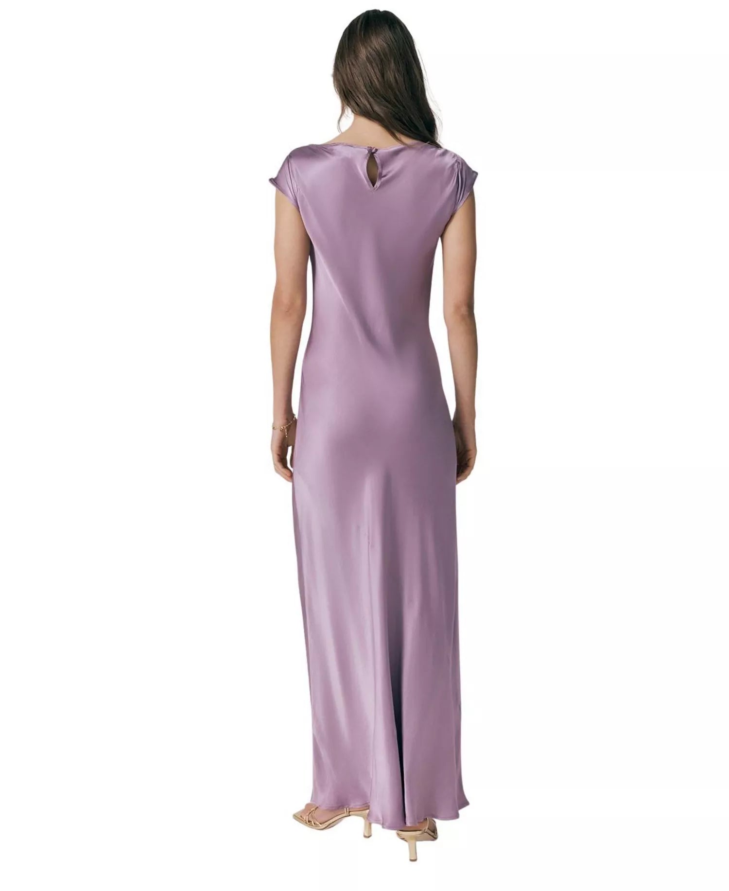 Fashion Sheath Boat Neck Cap Sleeve Keyhole Back Floor Length For Adults Prom Dress