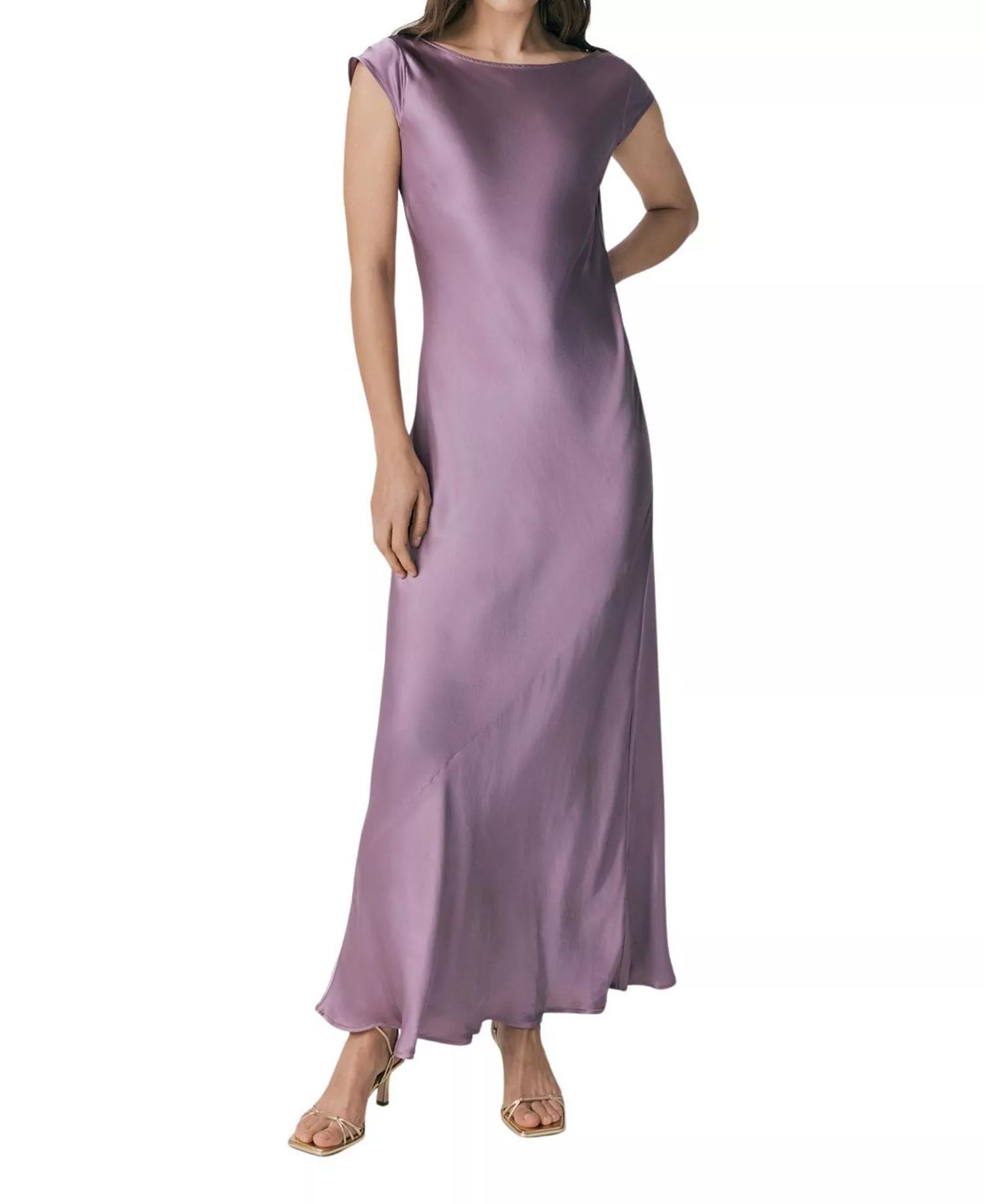 Fashion Sheath Boat Neck Cap Sleeve Keyhole Back Floor Length For Adults Prom Dress