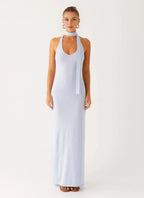 Fashion Sheath Halter Neck Sleeveless Tie Back Floor Length Plus Size Evening Dress