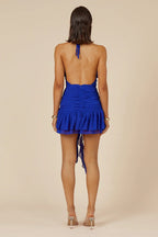 Fashion A-Line Deep V Neck Sleeveless Ruffles Short-Mini Homecoming Dress